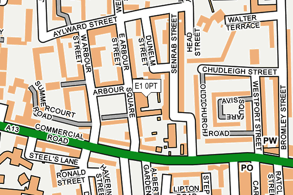 E1 0PT map - OS OpenMap – Local (Ordnance Survey)