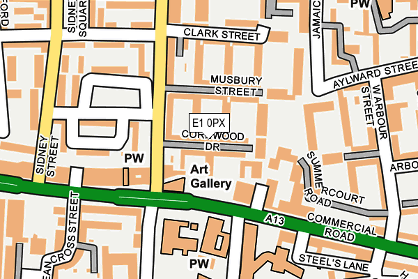 E1 0PX map - OS OpenMap – Local (Ordnance Survey)