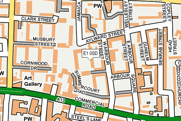 E1 0SD map - OS OpenMap – Local (Ordnance Survey)