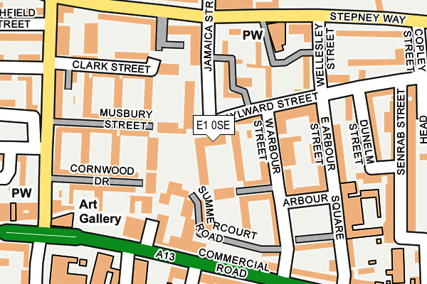 E1 0SE map - OS OpenMap – Local (Ordnance Survey)