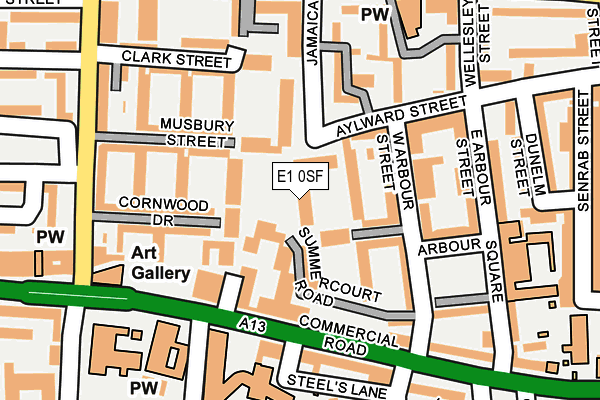 E1 0SF map - OS OpenMap – Local (Ordnance Survey)