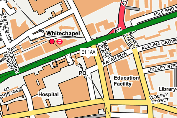 E1 1AA map - OS OpenMap – Local (Ordnance Survey)