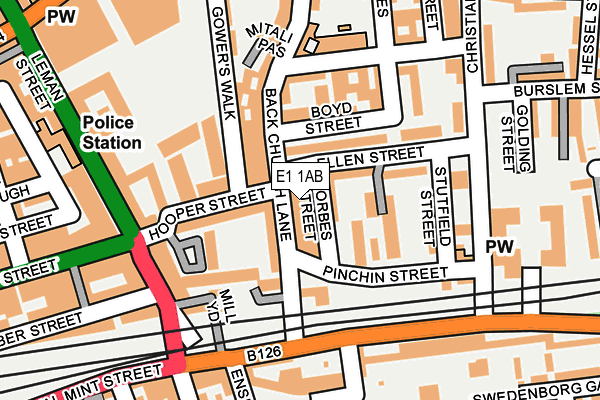 E1 1AB map - OS OpenMap – Local (Ordnance Survey)