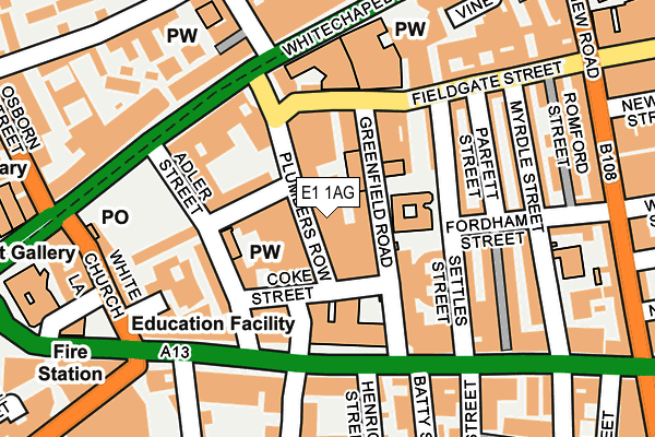 E1 1AG map - OS OpenMap – Local (Ordnance Survey)