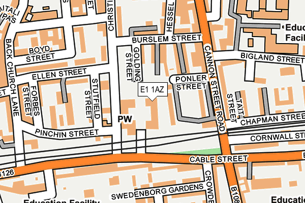 E1 1AZ map - OS OpenMap – Local (Ordnance Survey)