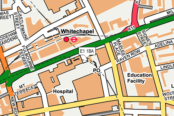 E1 1BA map - OS OpenMap – Local (Ordnance Survey)