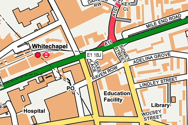 E1 1BJ map - OS OpenMap – Local (Ordnance Survey)