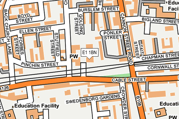 E1 1BN map - OS OpenMap – Local (Ordnance Survey)