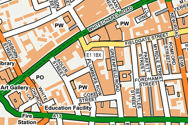 E1 1BX map - OS OpenMap – Local (Ordnance Survey)