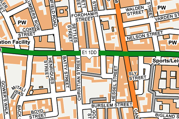 E1 1DD map - OS OpenMap – Local (Ordnance Survey)