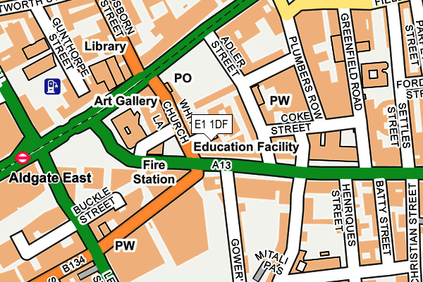 E1 1DF map - OS OpenMap – Local (Ordnance Survey)