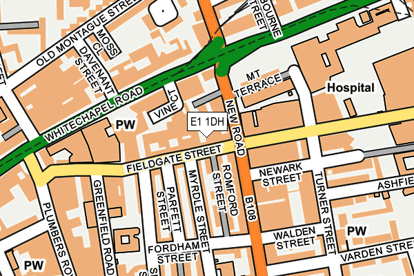 E1 1DH map - OS OpenMap – Local (Ordnance Survey)