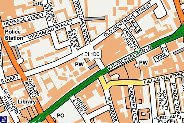 E1 1DQ map - OS OpenMap – Local (Ordnance Survey)