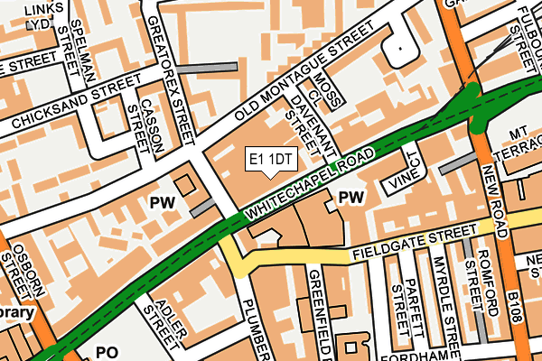 E1 1DT map - OS OpenMap – Local (Ordnance Survey)