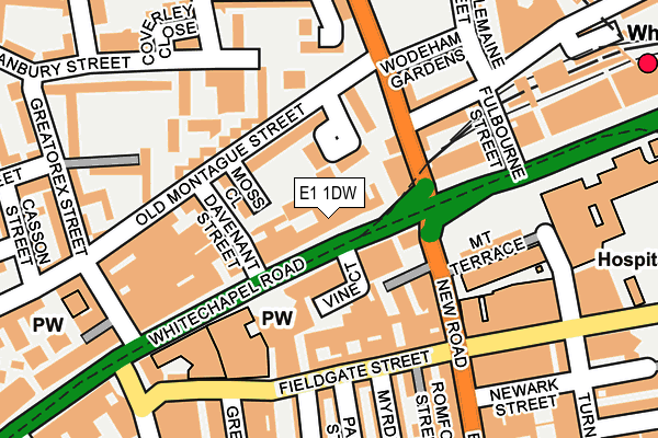 E1 1DW map - OS OpenMap – Local (Ordnance Survey)