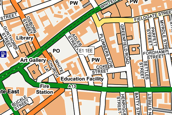 E1 1EE map - OS OpenMap – Local (Ordnance Survey)