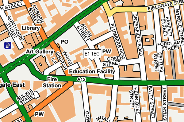 E1 1EG map - OS OpenMap – Local (Ordnance Survey)