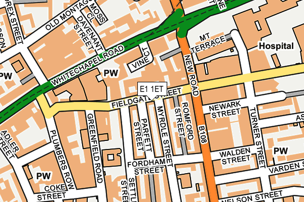 E1 1ET map - OS OpenMap – Local (Ordnance Survey)