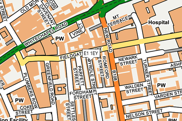 E1 1EY map - OS OpenMap – Local (Ordnance Survey)