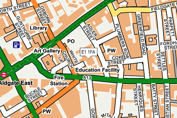 E1 1FA map - OS OpenMap – Local (Ordnance Survey)