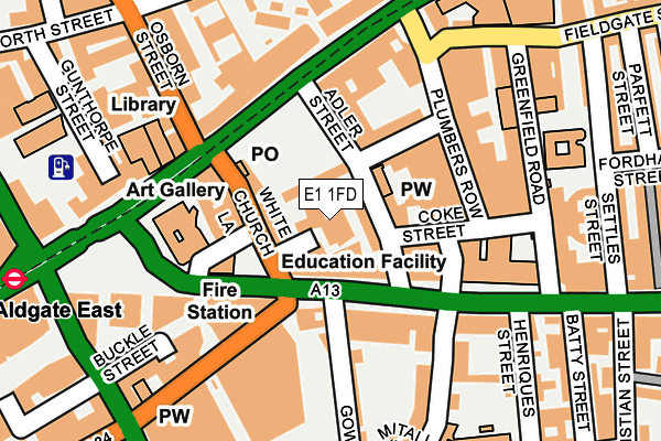 E1 1FD map - OS OpenMap – Local (Ordnance Survey)