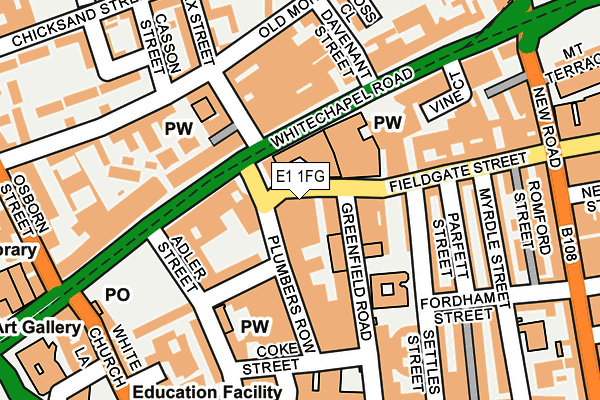 E1 1FG map - OS OpenMap – Local (Ordnance Survey)