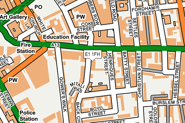 E1 1FH map - OS OpenMap – Local (Ordnance Survey)