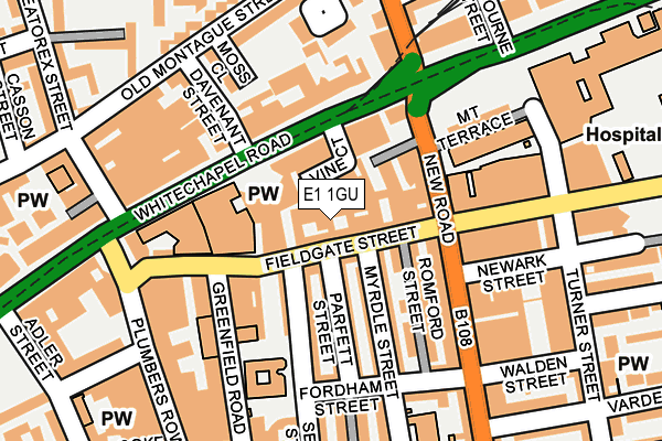 E1 1GU map - OS OpenMap – Local (Ordnance Survey)