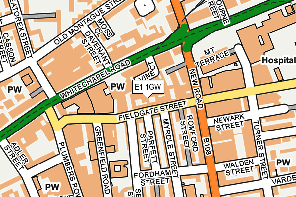 E1 1GW map - OS OpenMap – Local (Ordnance Survey)