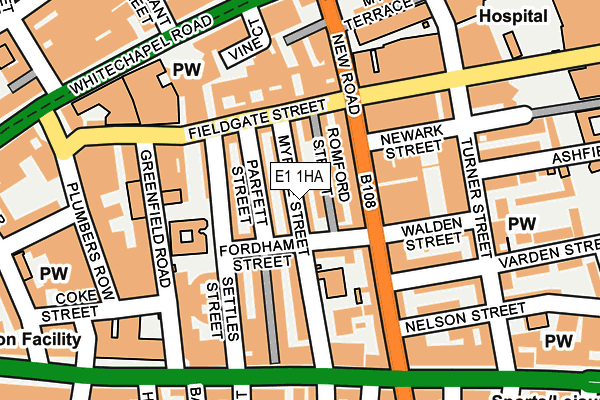 E1 1HA map - OS OpenMap – Local (Ordnance Survey)