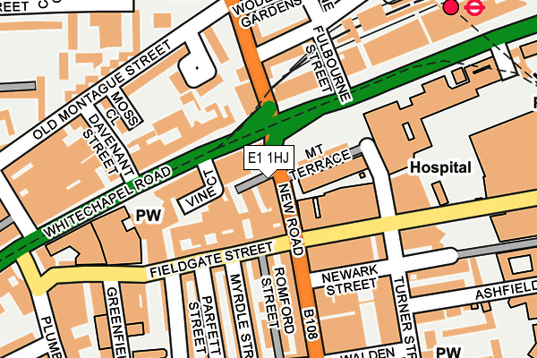 E1 1HJ map - OS OpenMap – Local (Ordnance Survey)