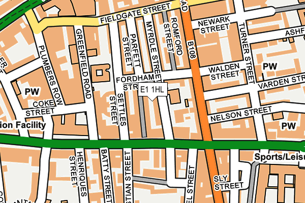 E1 1HL map - OS OpenMap – Local (Ordnance Survey)