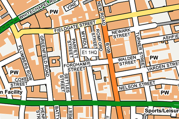 E1 1HQ map - OS OpenMap – Local (Ordnance Survey)