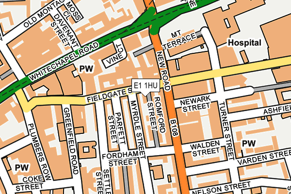 E1 1HU map - OS OpenMap – Local (Ordnance Survey)