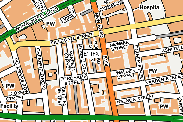 E1 1HX map - OS OpenMap – Local (Ordnance Survey)