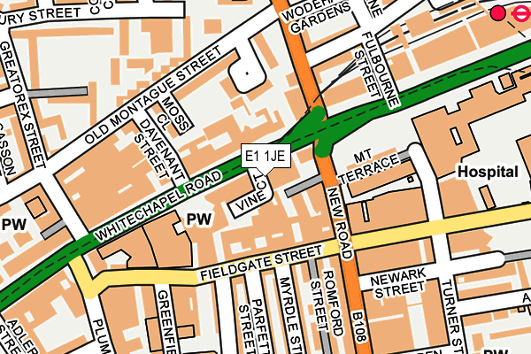 E1 1JE map - OS OpenMap – Local (Ordnance Survey)