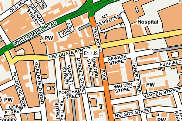 E1 1JS map - OS OpenMap – Local (Ordnance Survey)