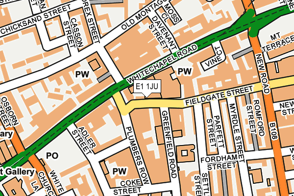 E1 1JU map - OS OpenMap – Local (Ordnance Survey)