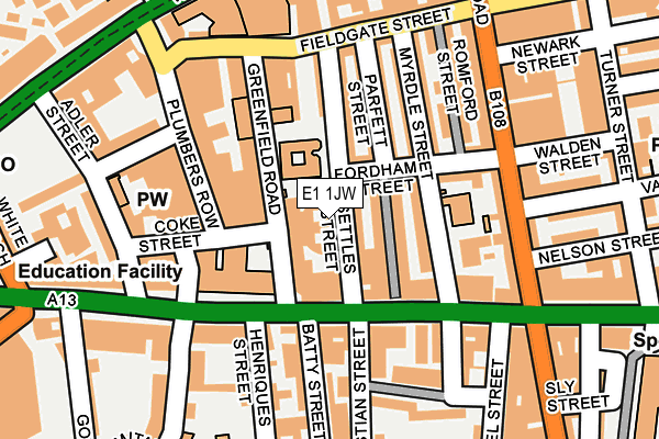 E1 1JW map - OS OpenMap – Local (Ordnance Survey)