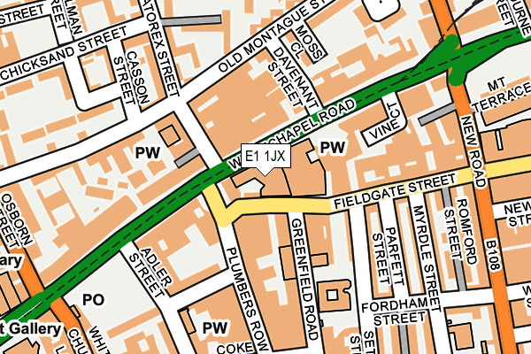 E1 1JX map - OS OpenMap – Local (Ordnance Survey)
