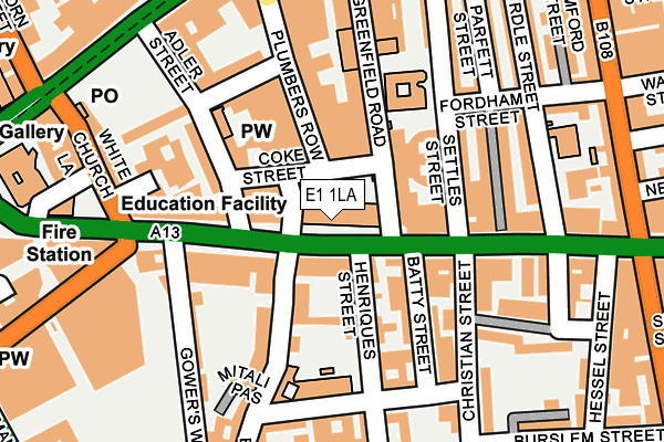 E1 1LA map - OS OpenMap – Local (Ordnance Survey)