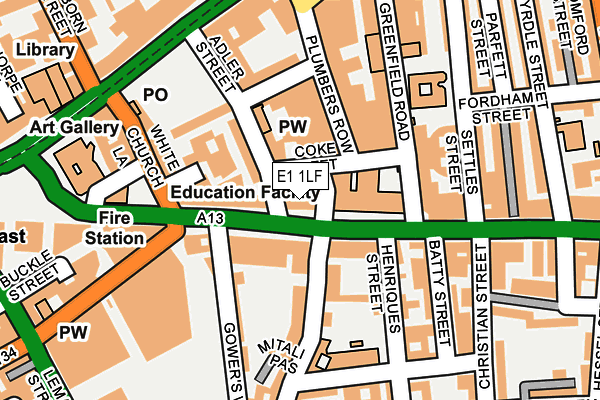 E1 1LF map - OS OpenMap – Local (Ordnance Survey)