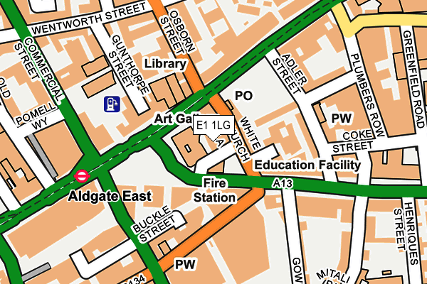 E1 1LG map - OS OpenMap – Local (Ordnance Survey)