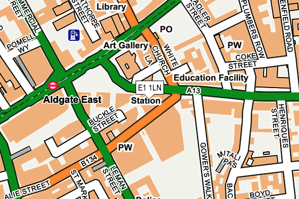 E1 1LN map - OS OpenMap – Local (Ordnance Survey)