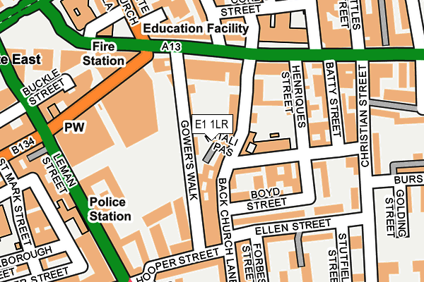 E1 1LR map - OS OpenMap – Local (Ordnance Survey)