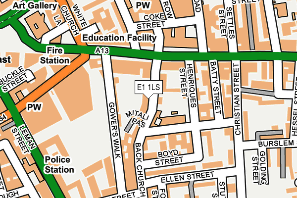 E1 1LS map - OS OpenMap – Local (Ordnance Survey)