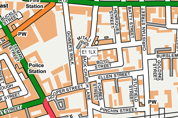 E1 1LX map - OS OpenMap – Local (Ordnance Survey)