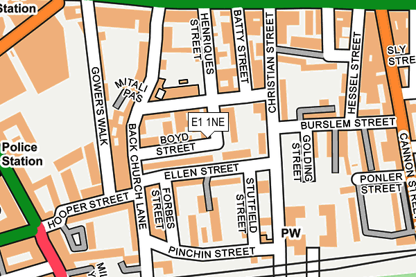 E1 1NE map - OS OpenMap – Local (Ordnance Survey)