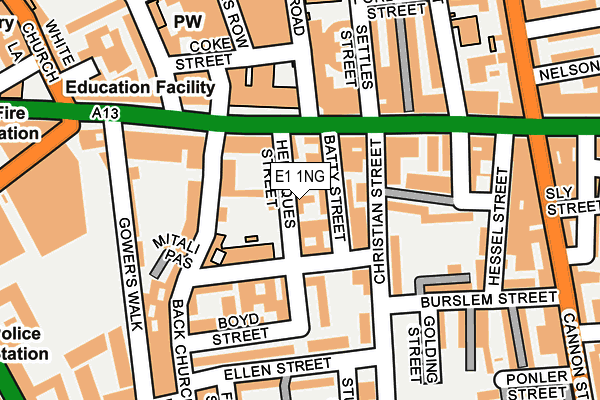 E1 1NG map - OS OpenMap – Local (Ordnance Survey)