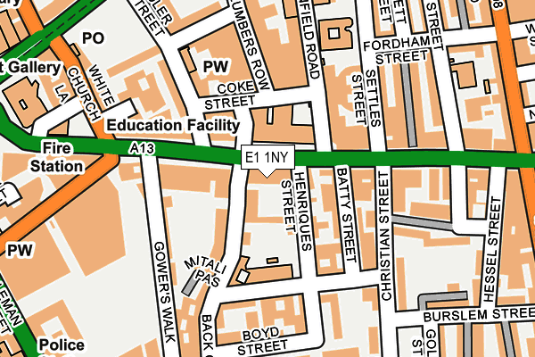 E1 1NY map - OS OpenMap – Local (Ordnance Survey)